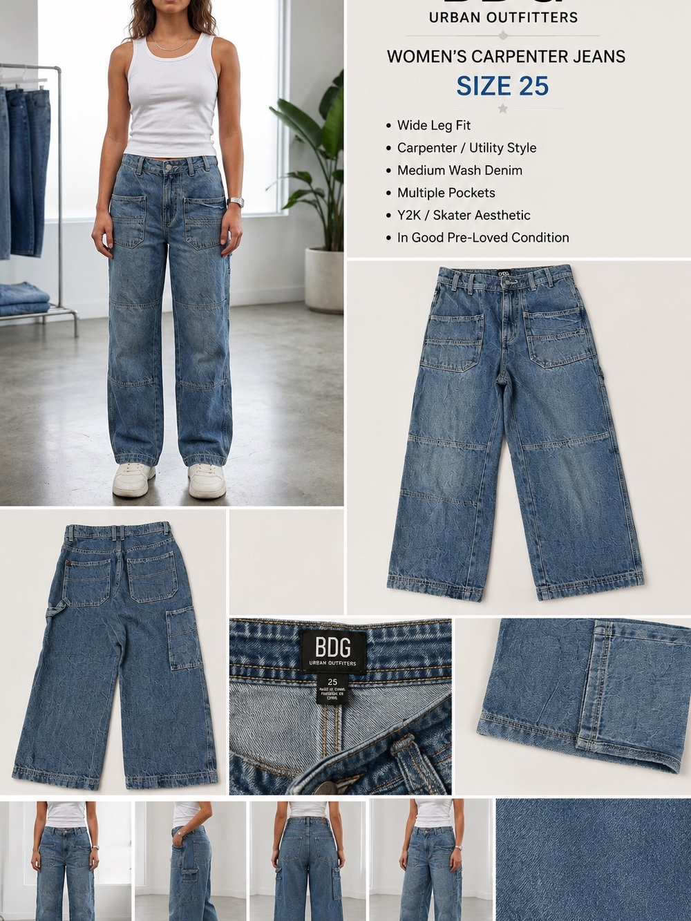 BDG Urban Outfitters Y2K Carpenter Wide Leg Jeans Women’s Size 25